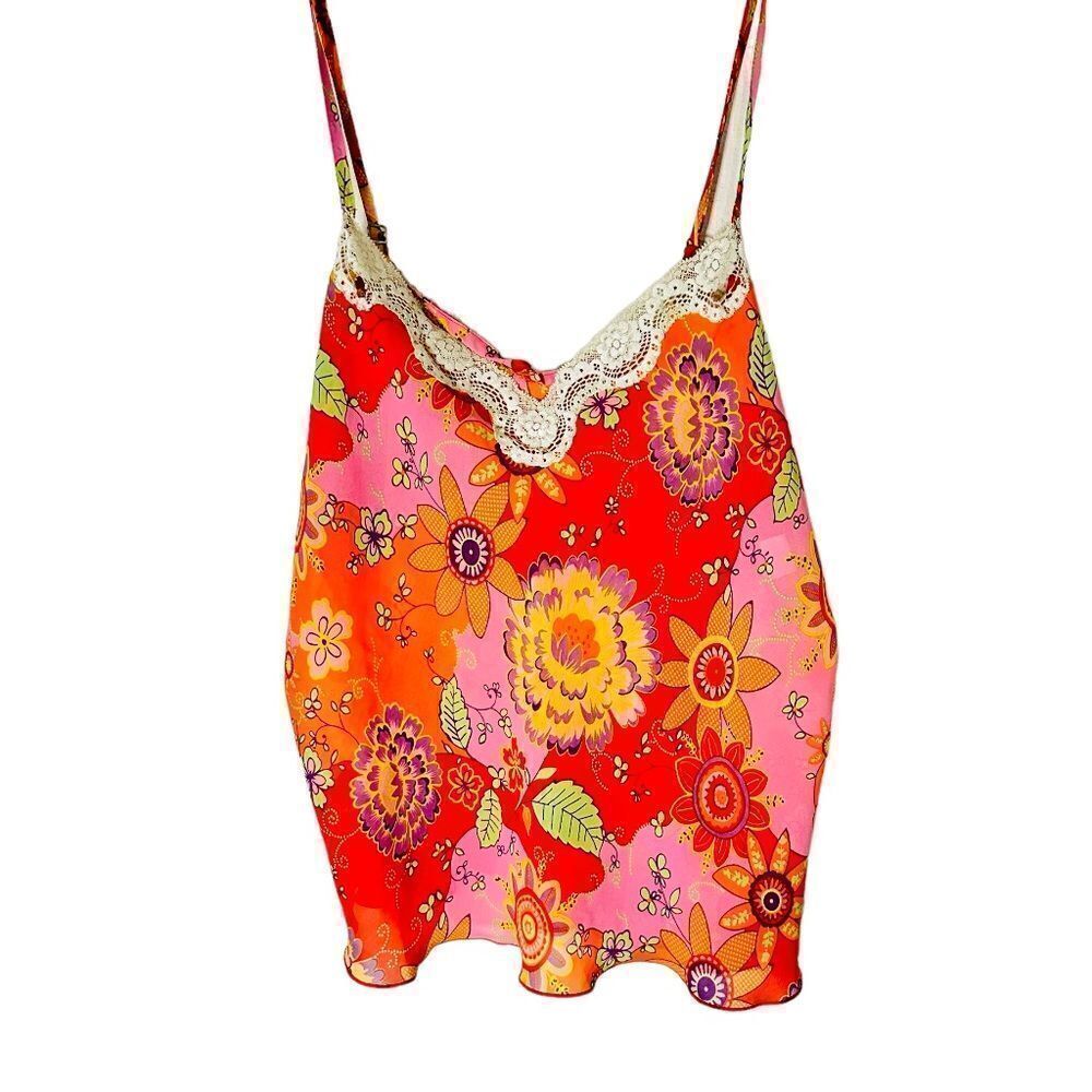 EUC Josie Natori  Y2K Vintage Orange Print Cami XL